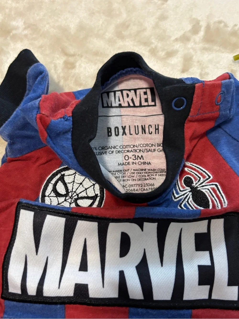 Marvel Spider-Man 100%Organic Cotton Infant Soccer One piece Boxlunch Exclusive
